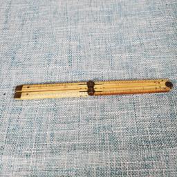 Rare Antique 12" Double Folding Ruler, Bone & Brass NO.90