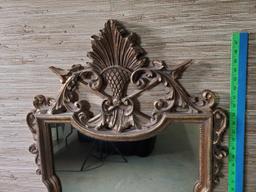 Vintage Gold Gilt Wall Mirror with Arrow Crest