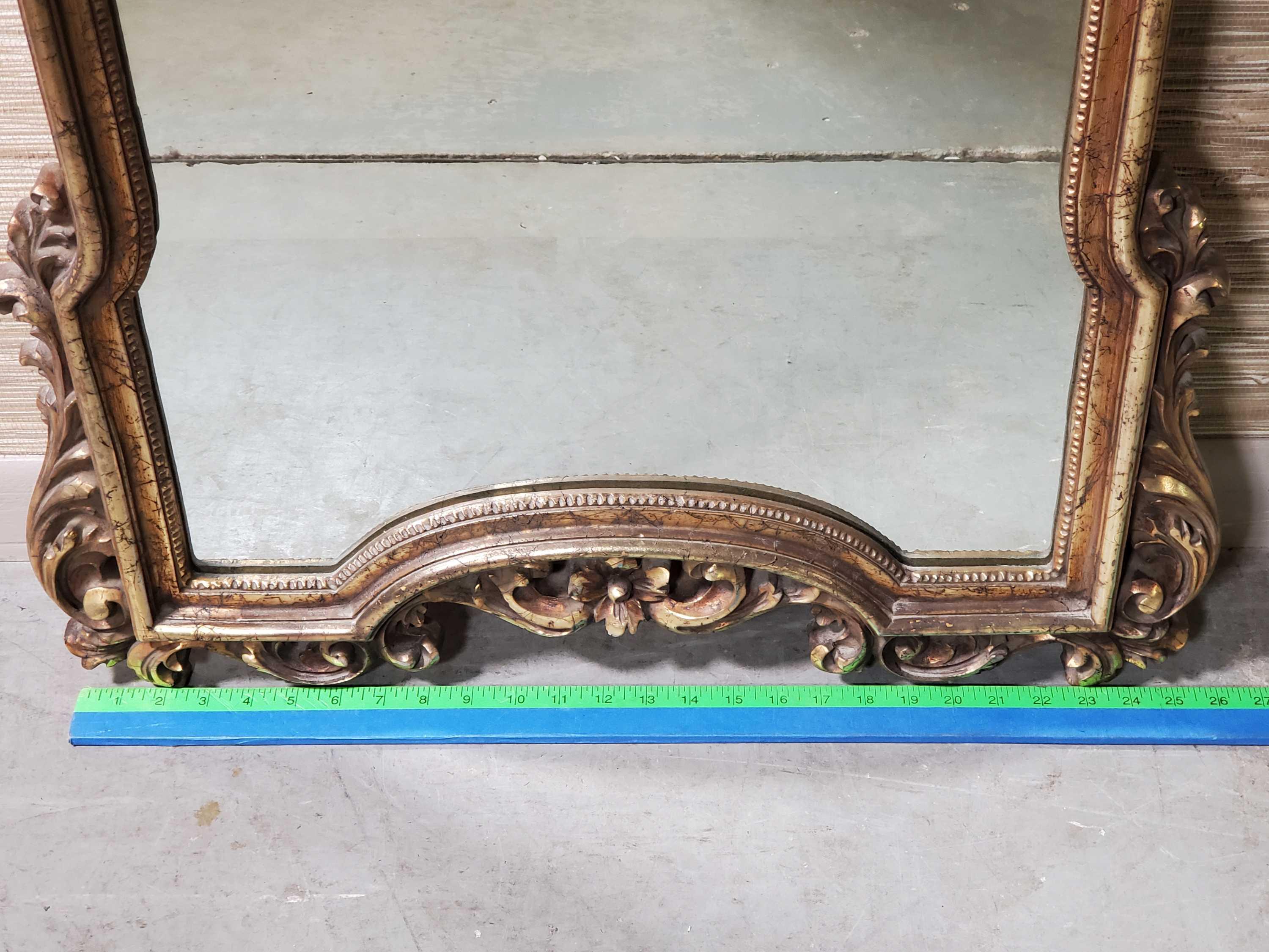 Vintage Gold Gilt Wall Mirror with Arrow Crest