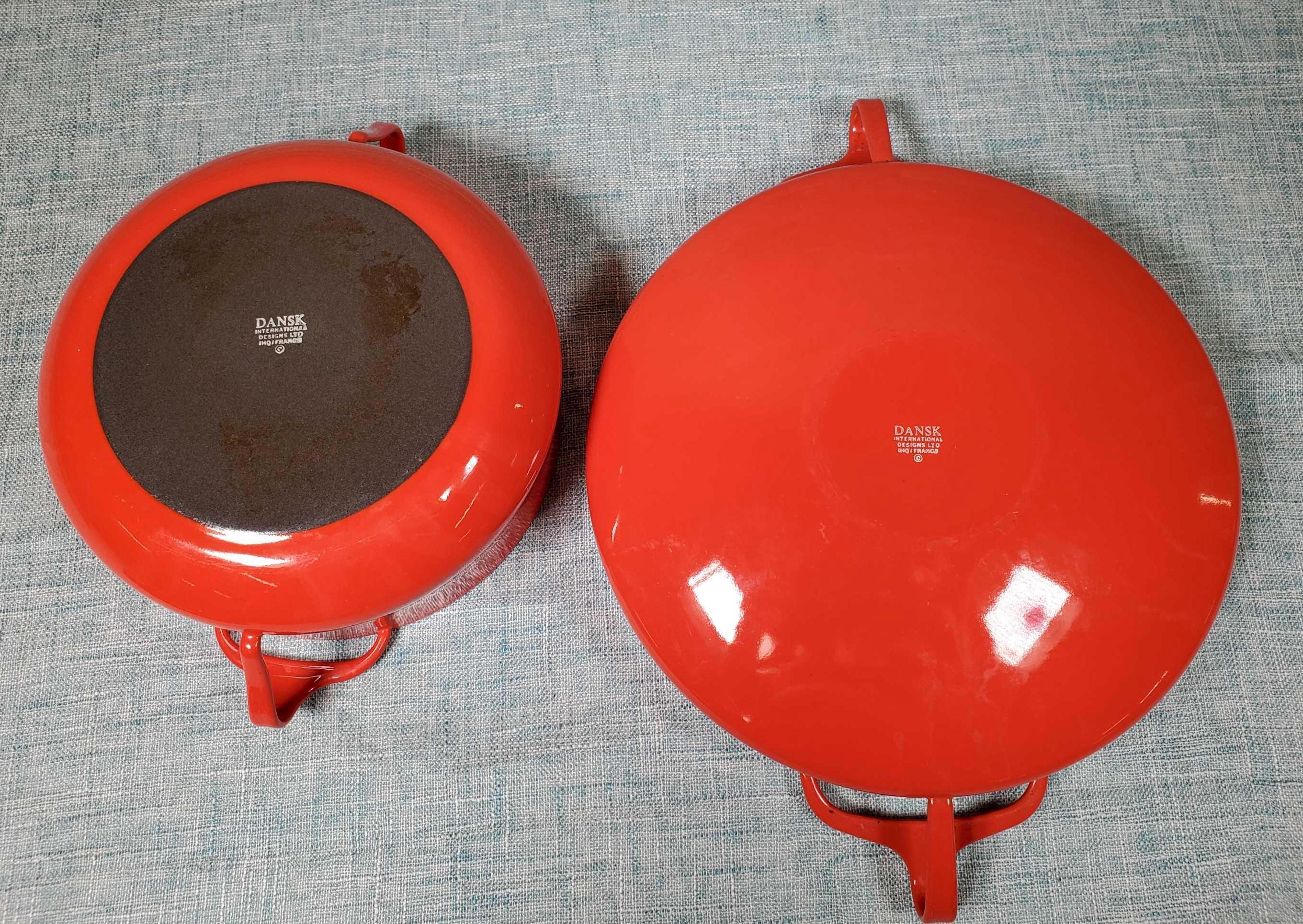 Vintage Chinese Red Koben Style Dansk Enamel Cookware