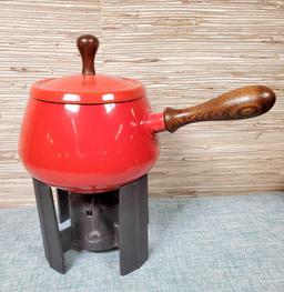 Vintage Chinese Red Koben Style Dansk Enamel Cookware