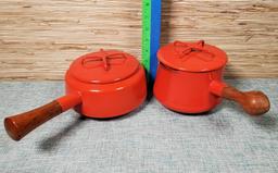 Vintage Chinese Red Koben Style Dansk Enamel Cookware