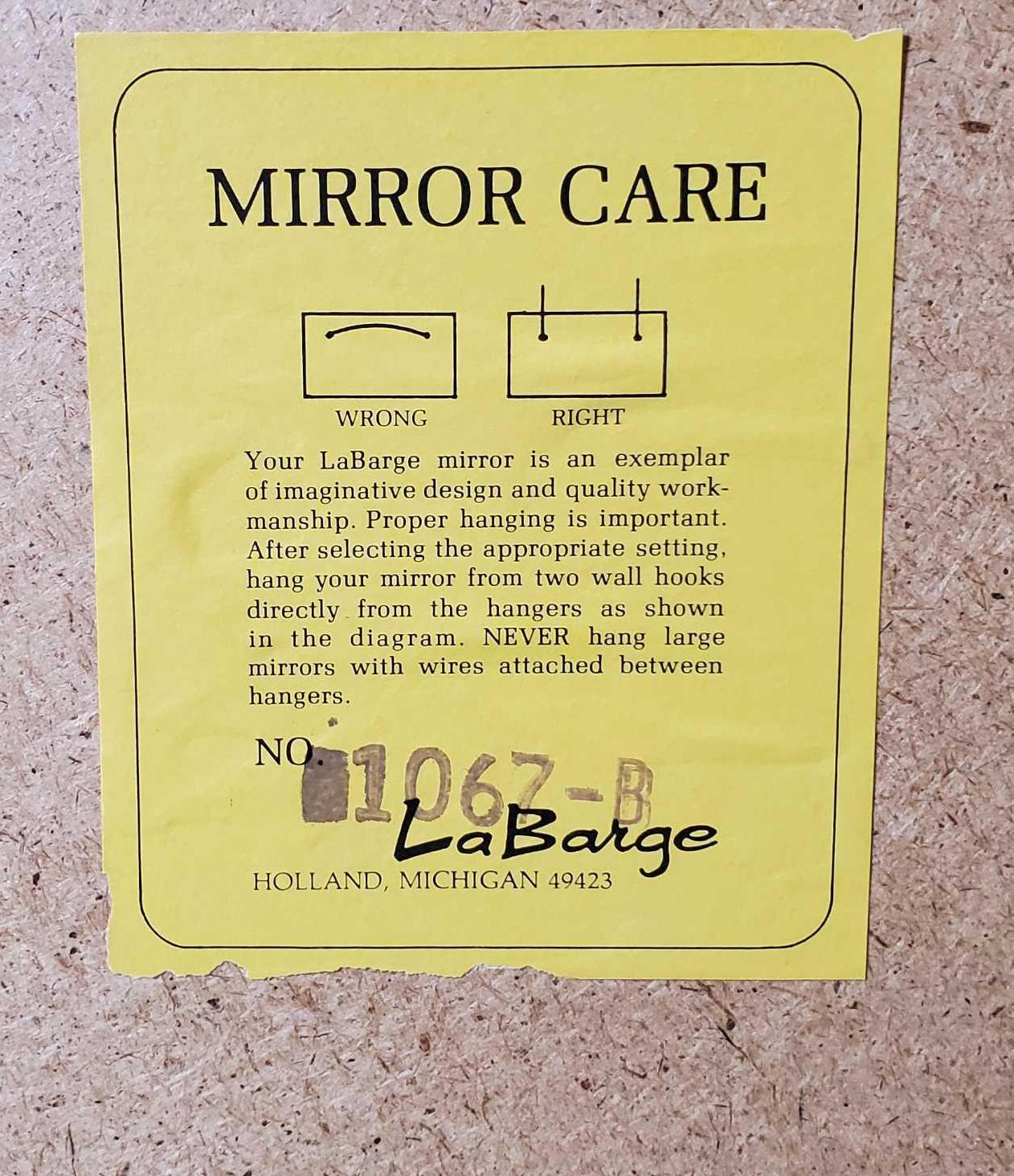 Vintage LaBarge Mid Century Brown Suede Beveled Mirror