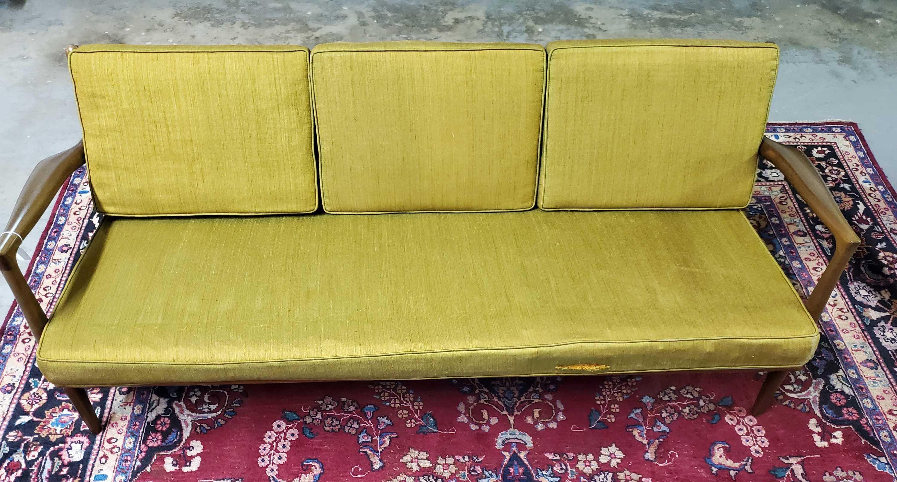 Mid Century Danish Modern Sofa Ib Kofod-Larsen For Selig in Denmark, circa 1960s.