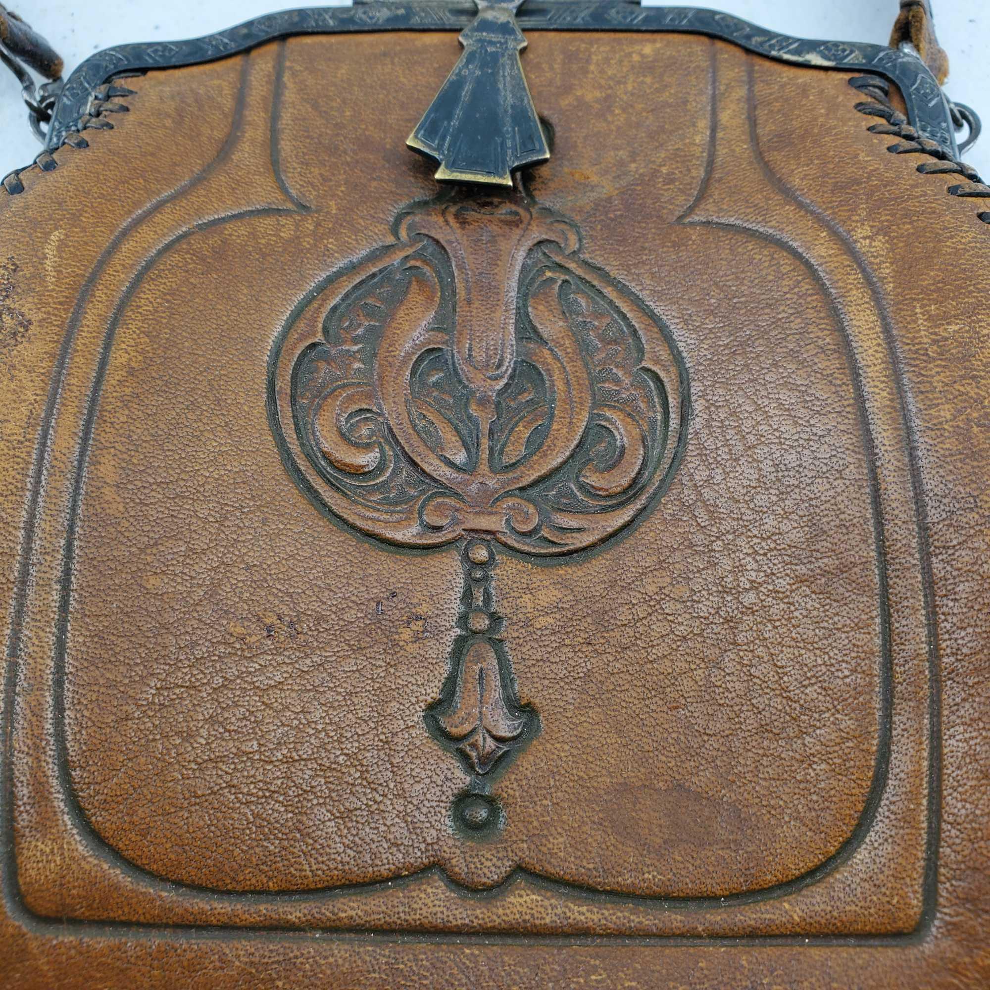 Arts & Crafts, Art Nouveau Gemco Leather Purse