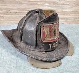 Vintage Authentic Leather Firemens Helmet