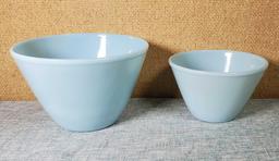 2 Fire King Turquoise Delphite Glass Bowls