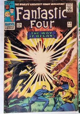 4 Silver Age12 Cent Marvel Comic Books - The Fantastic Four, Spider-Man The Sub-Mariner & The Hulk