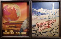 2 Framed Sci Fi Original  Art "Destination Moon" & "When Worlds Collide" Paintings