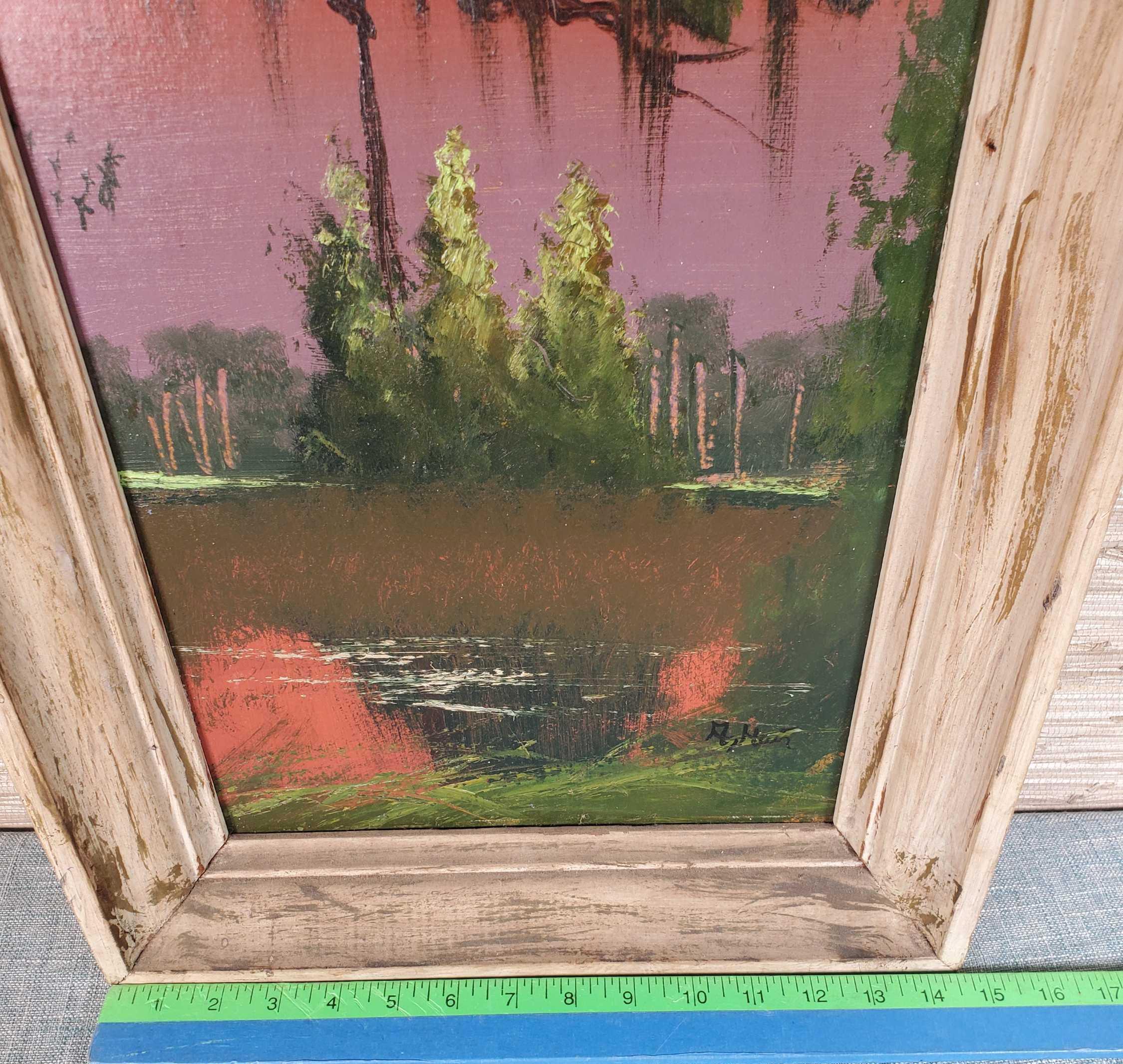 Original Vintage Alfred Hair (1941-1971) Florida Highwaymen Oil Painting