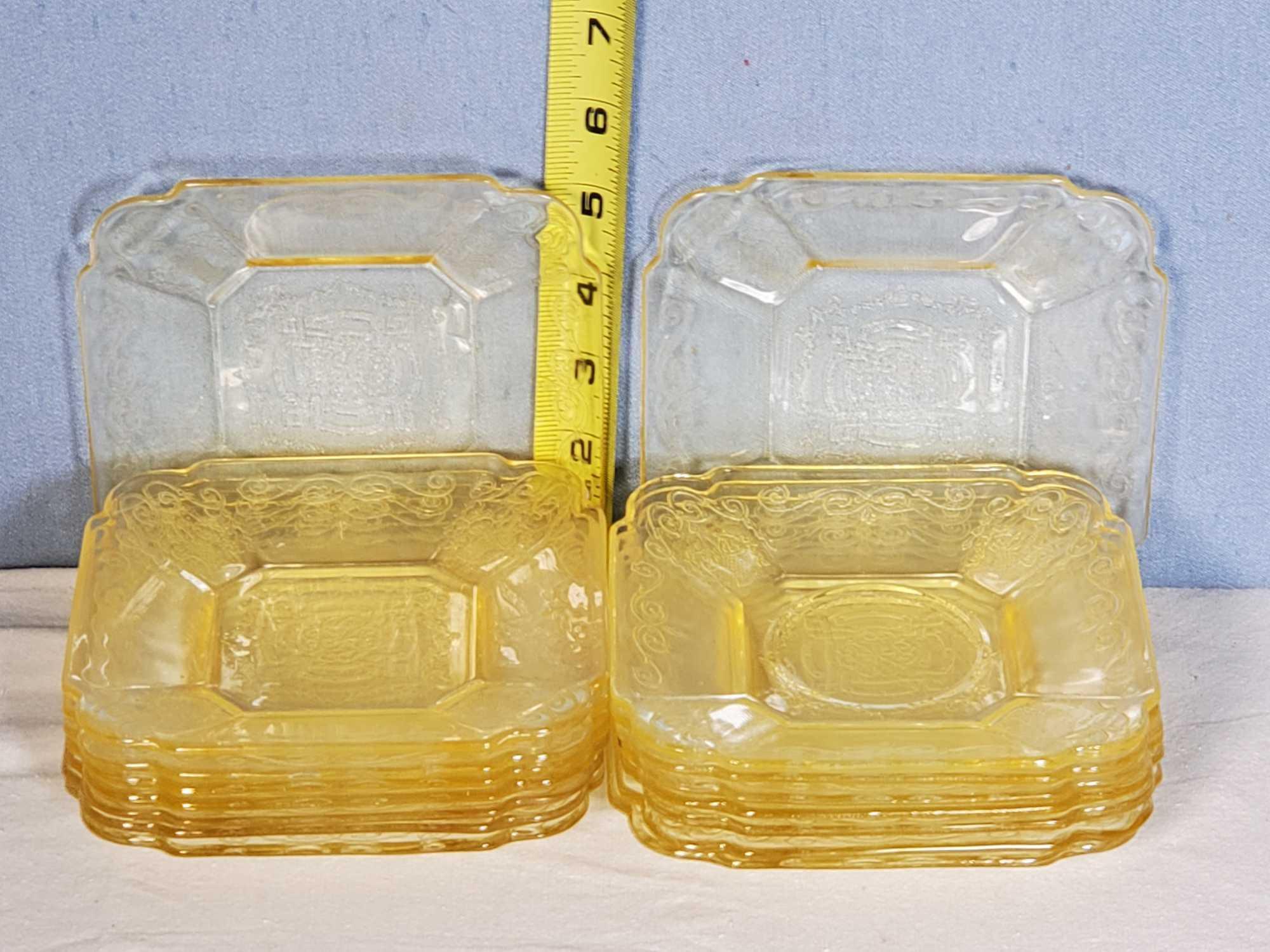 LOT UPDATED AND CHANGED -44 pcs Yellow Topaz Lorain Basket Depression Glass Only