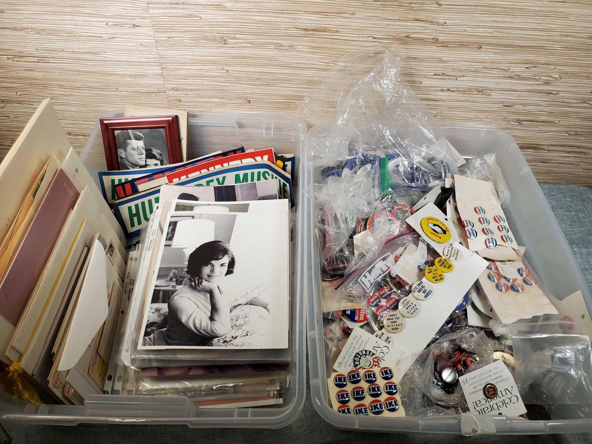 Large Lot of Vintage Political Campaign Buttons & Promo Presidential Photos