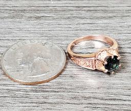 Antique 10k Rose Gold Sapphire Ring