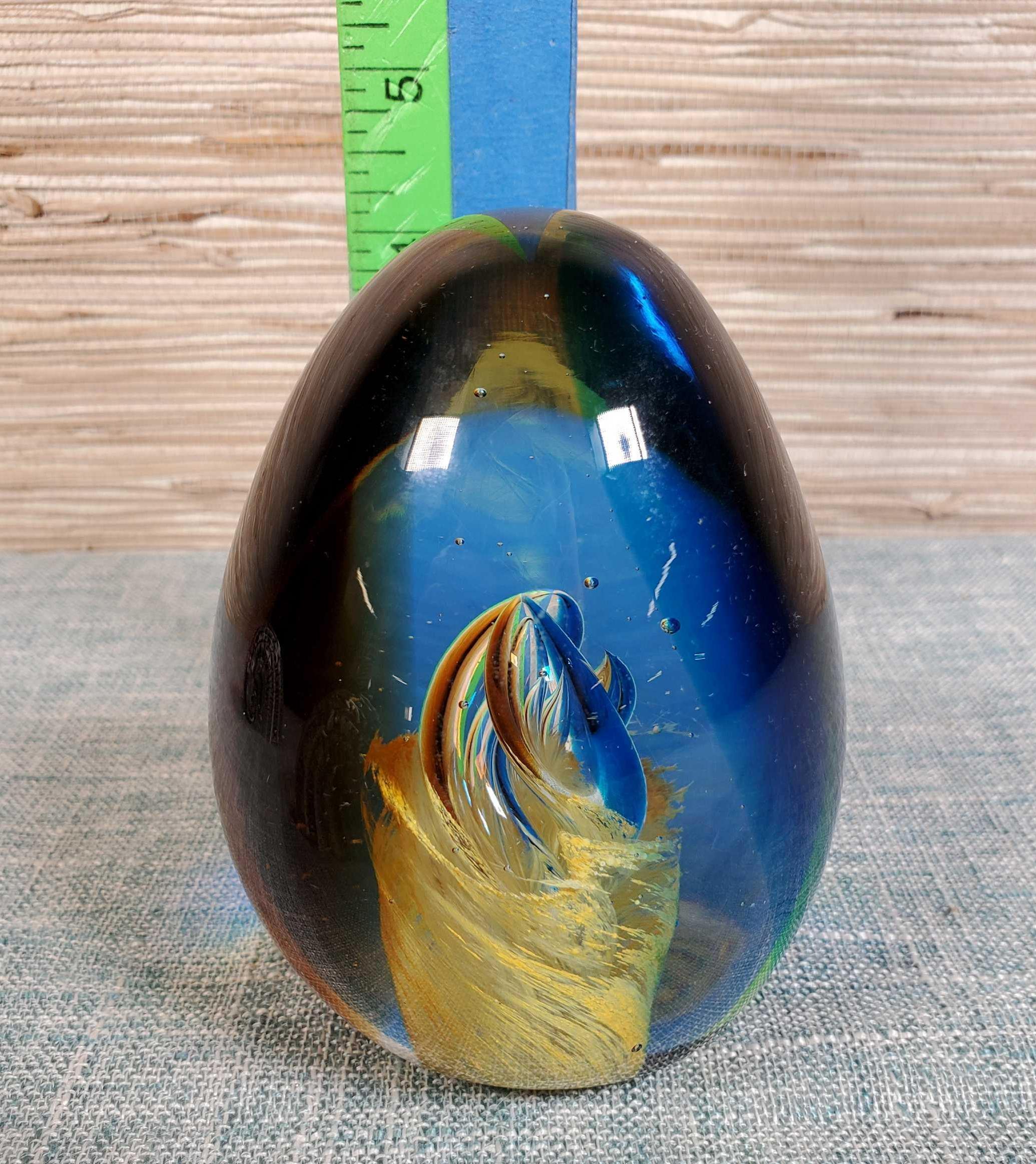 5 Hand Blown Art Glass Paperweights incl. Signed