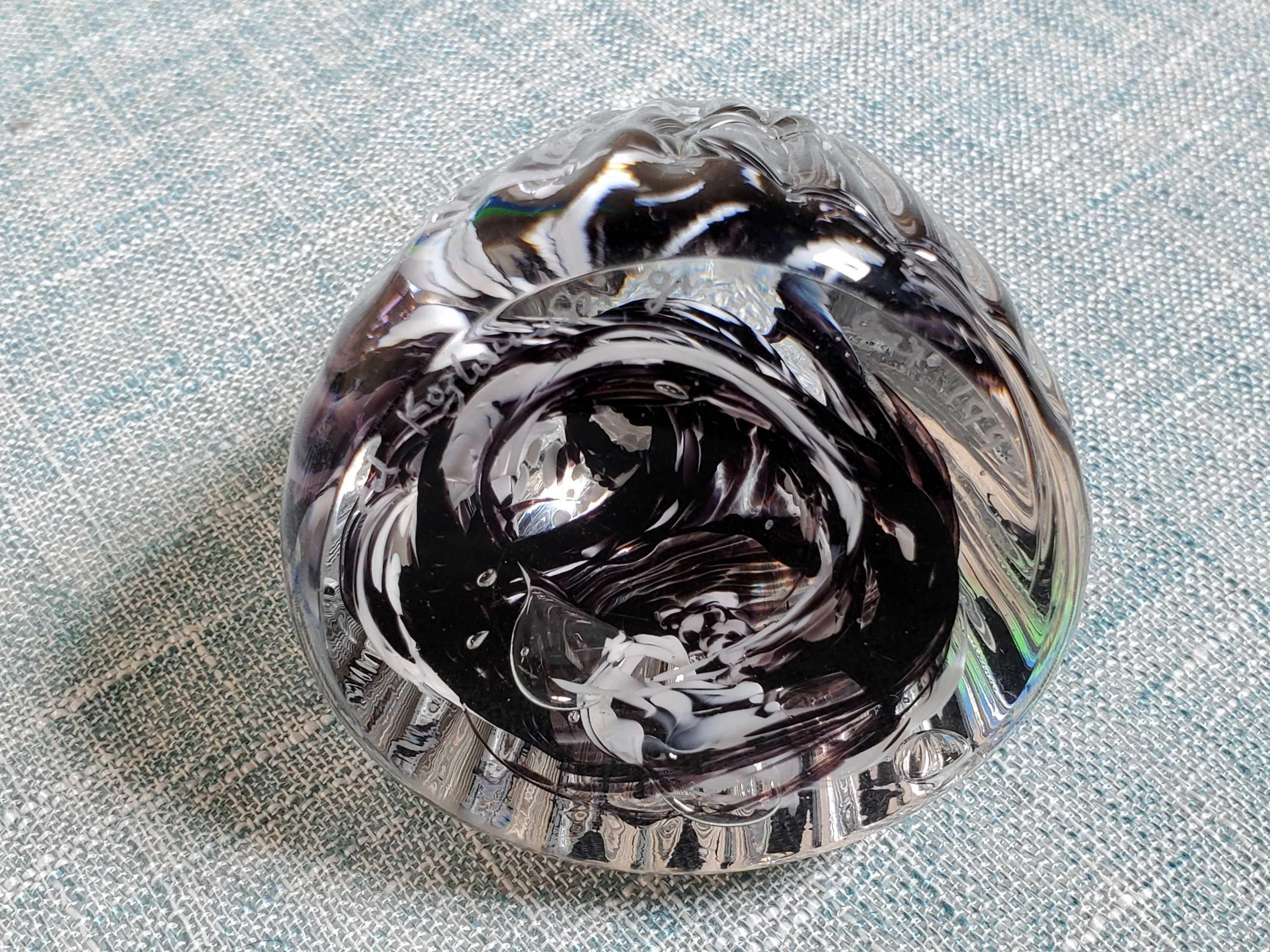 5 Hand Blown Art Glass Paperweights incl. Signed