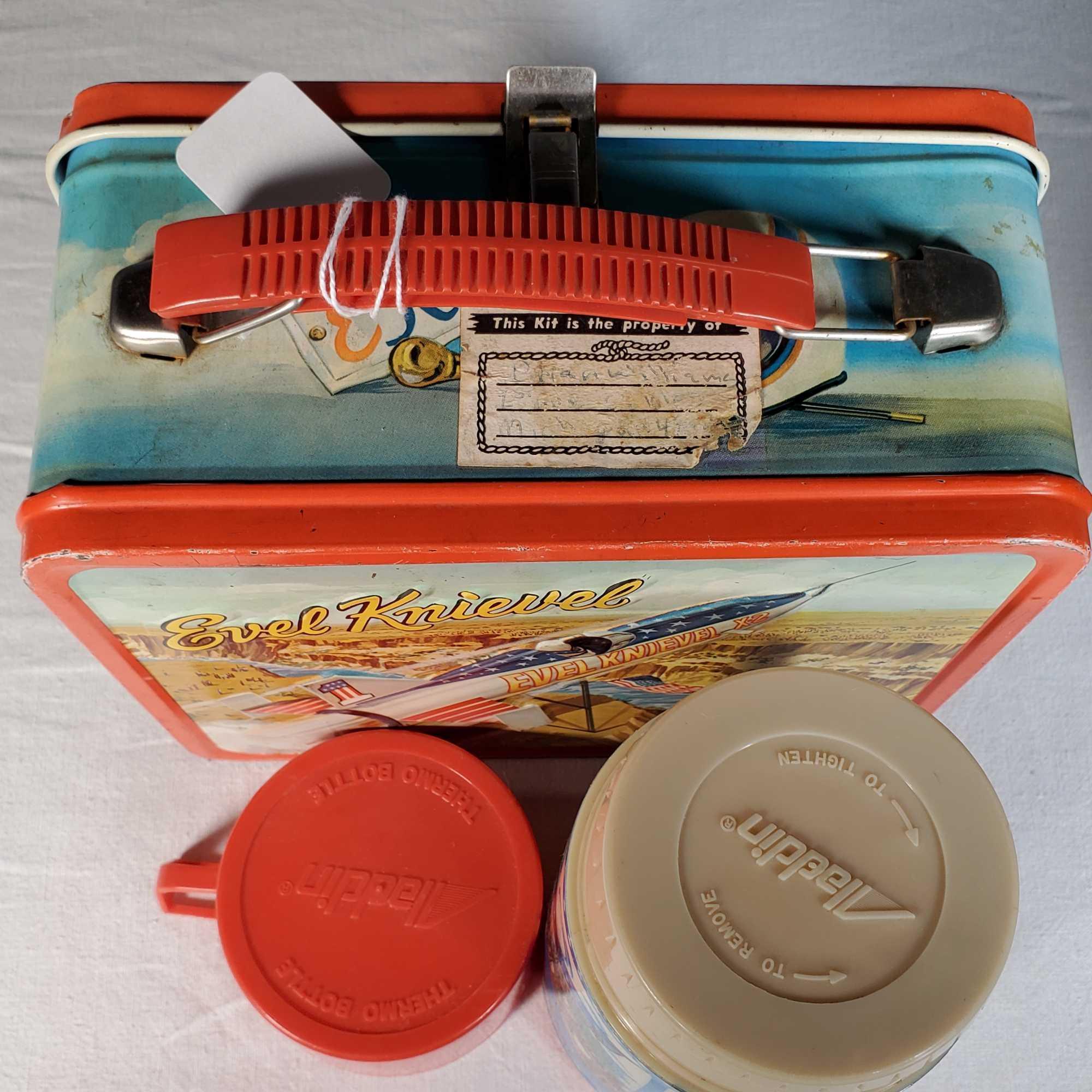 1974 Evel Knievel Lunch Box and Thermos, and 1973 Emergency! Lunch Box, no Thermos