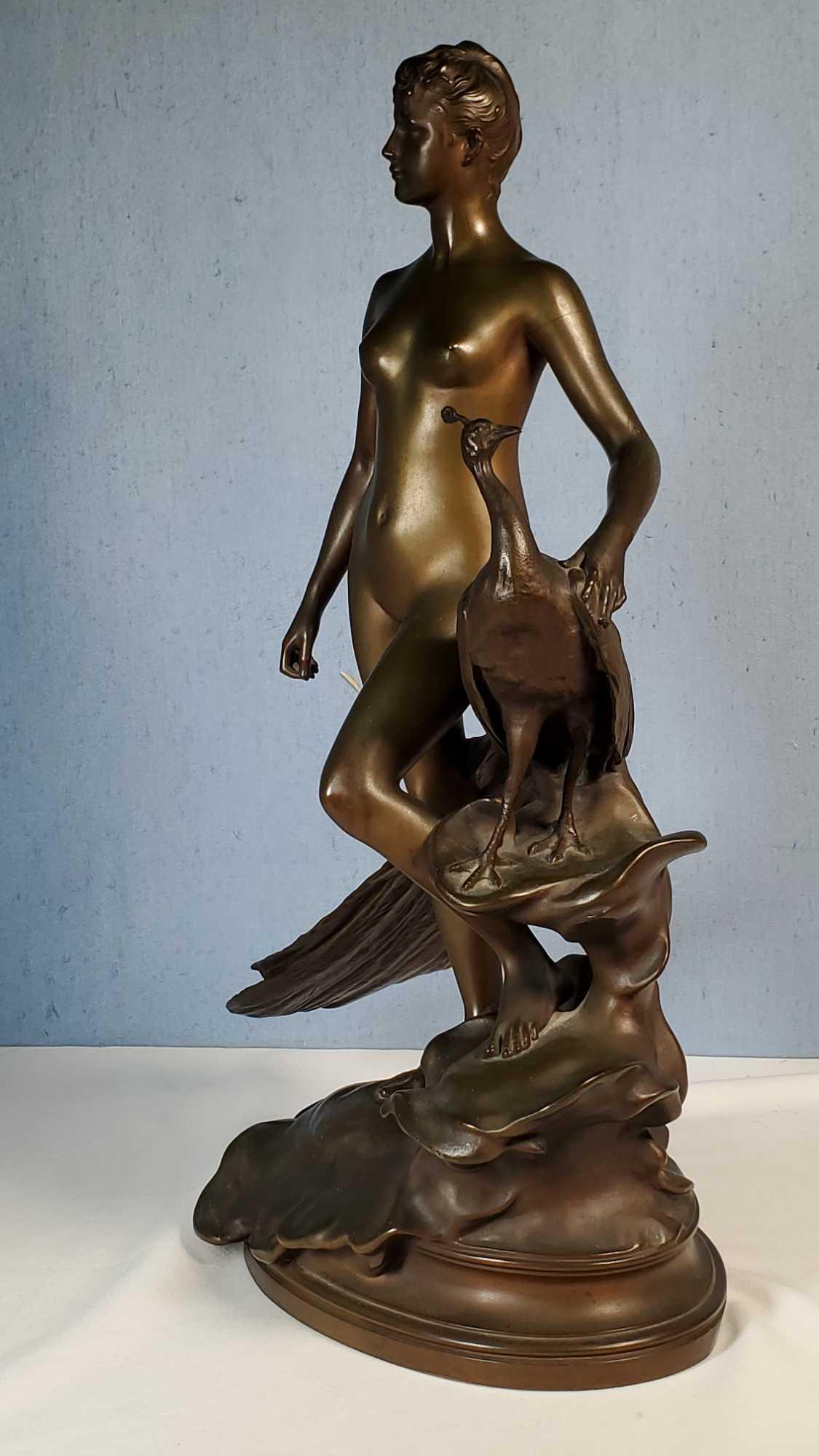 Jean Alexandre Joseph Falguiere, Art Bronze "Junon et Paon." (Juno And The Peacock)