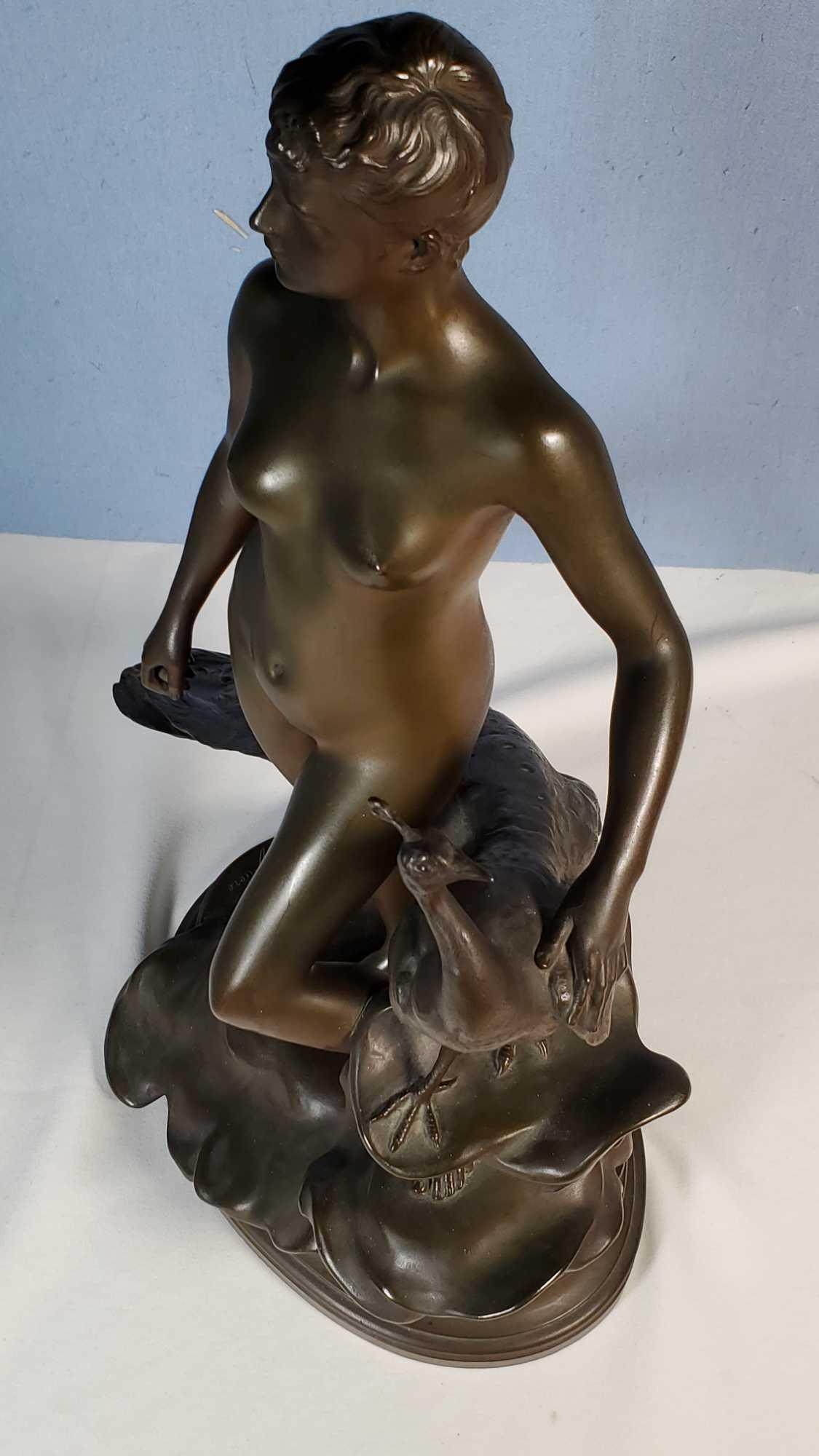 Jean Alexandre Joseph Falguiere, Art Bronze "Junon et Paon." (Juno And The Peacock)