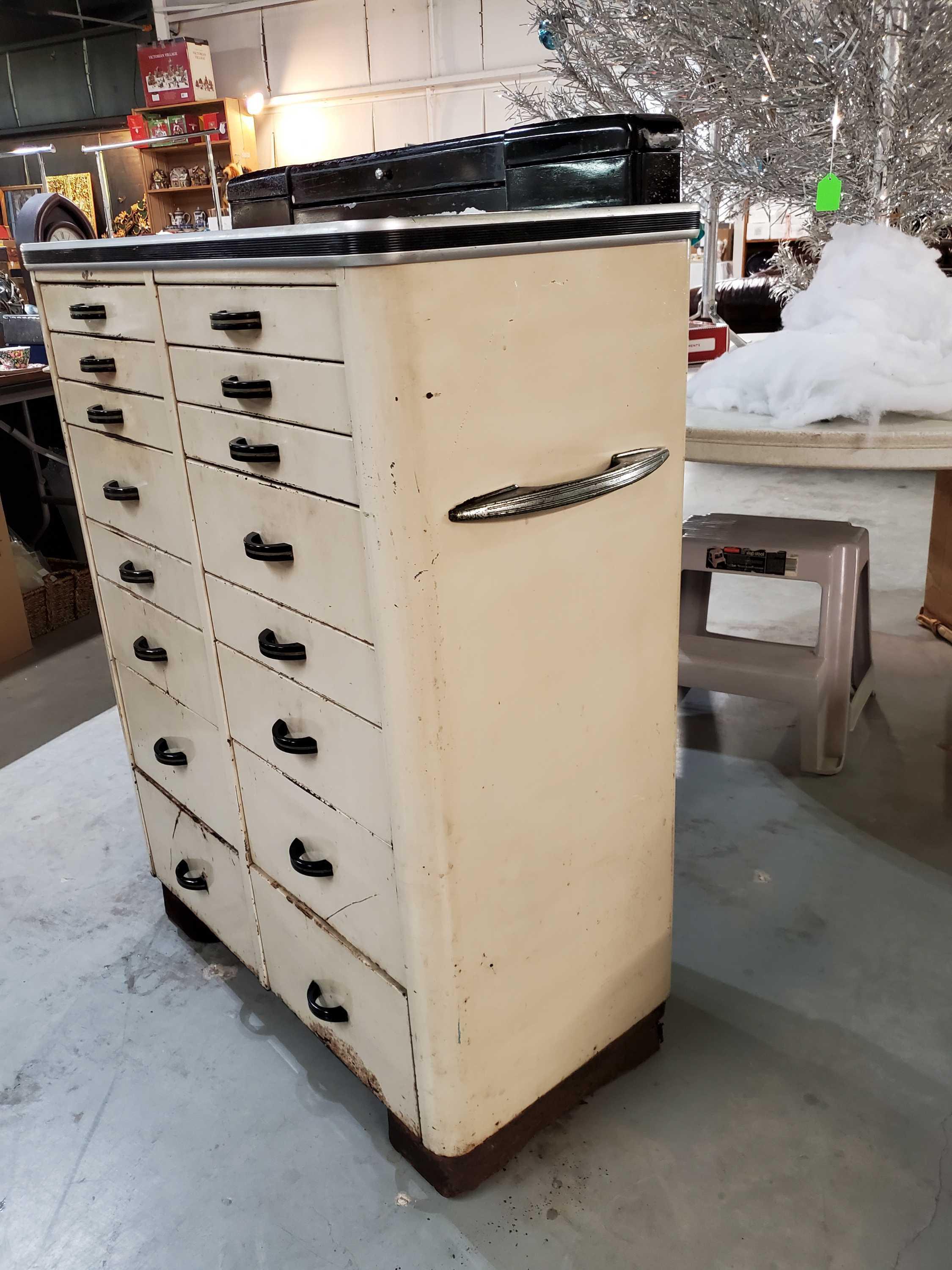 Art Deco Black & White Dental Cabinet