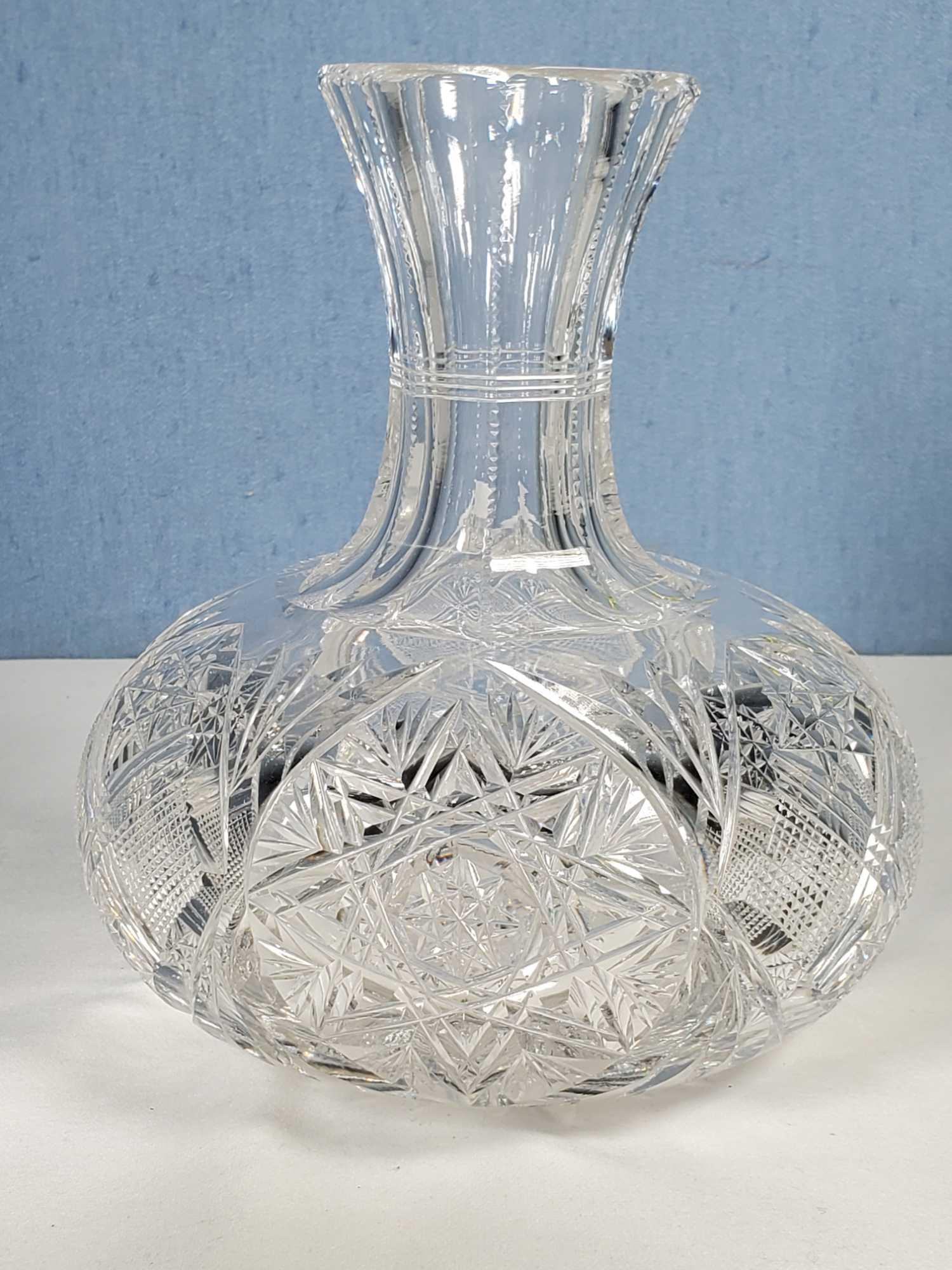 3 American Brilliant Cut Crystal Decanter Water Bottles