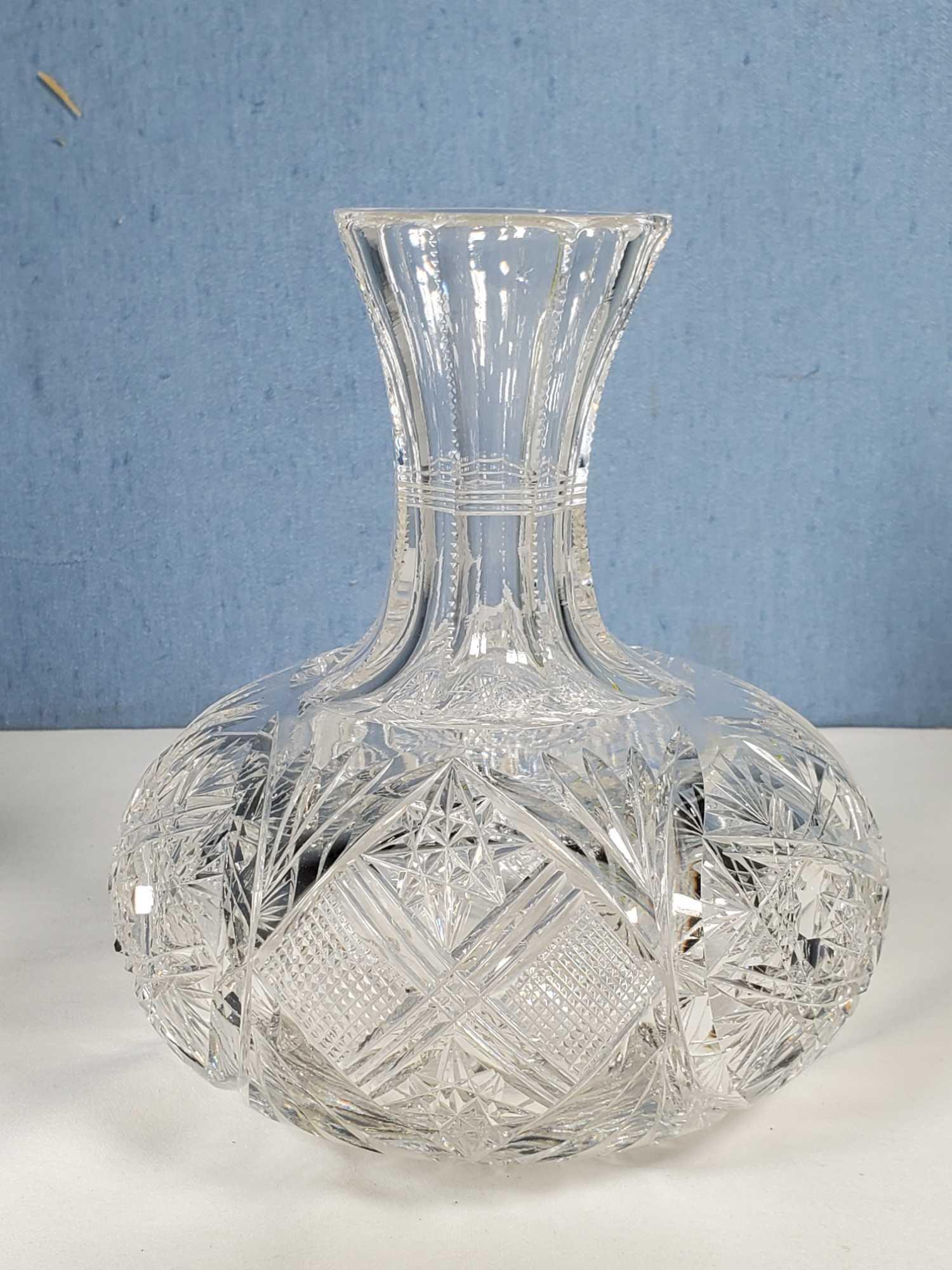 3 American Brilliant Cut Crystal Decanter Water Bottles