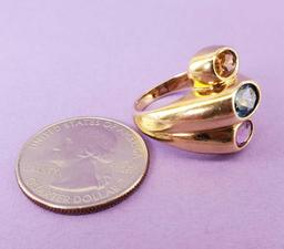 14k Gold Ring with Amethyst, Citrine, & Topaz