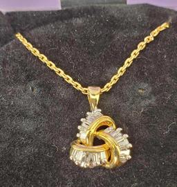 10k Gold Trinity Knot Diamond Pendant on 10k Gold Chain