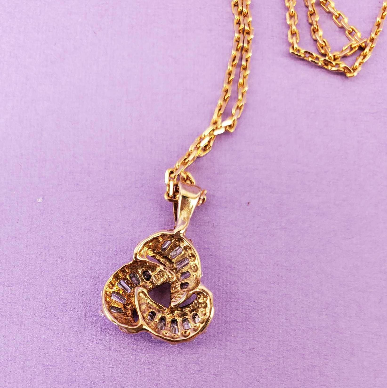 10k Gold Trinity Knot Diamond Pendant on 10k Gold Chain