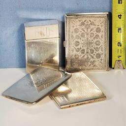 3 Sterling Cigarette Cases, and Cigarette Pack Box