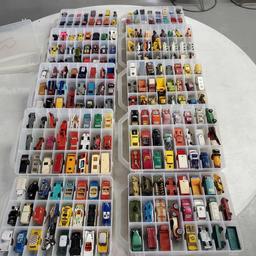 10 Double Sided 48 Car Plastic Storage Bins FULL Of Die Cast Cars