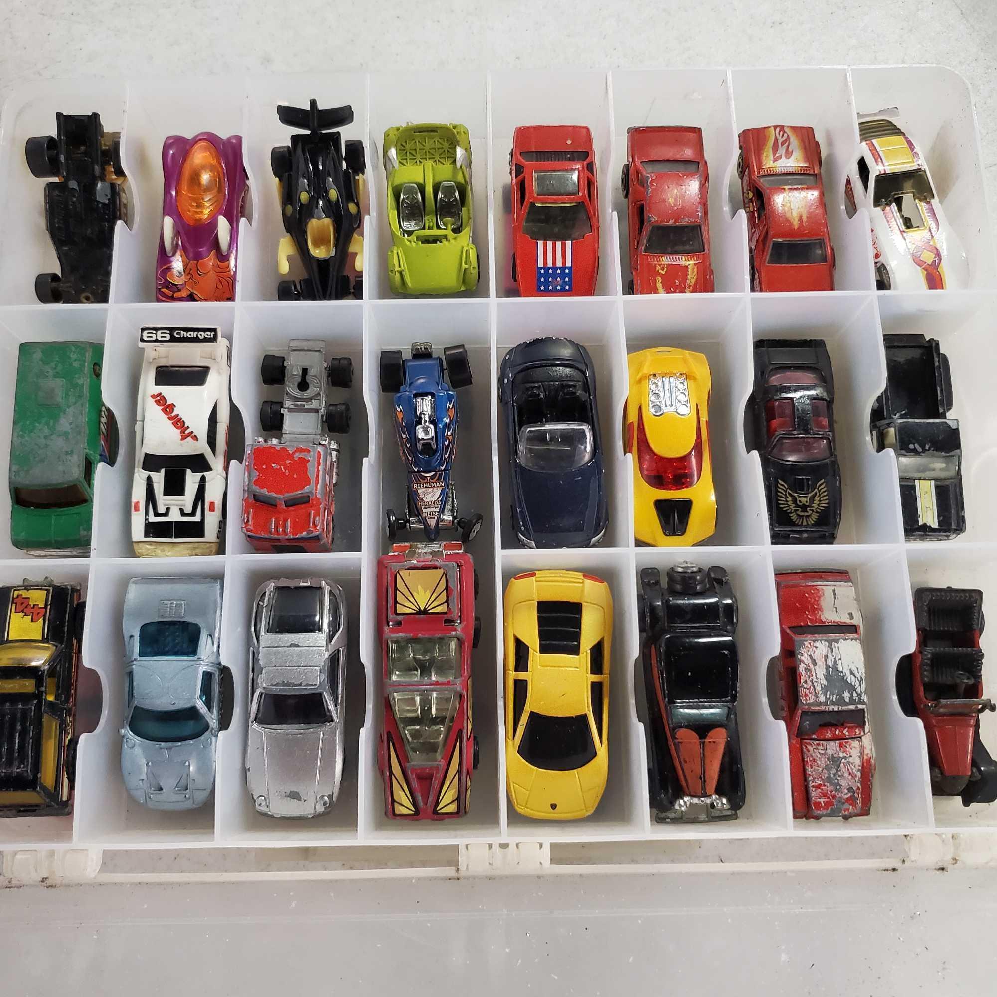 10 Double Sided 48 Car Plastic Storage Bins FULL Of Die Cast Cars