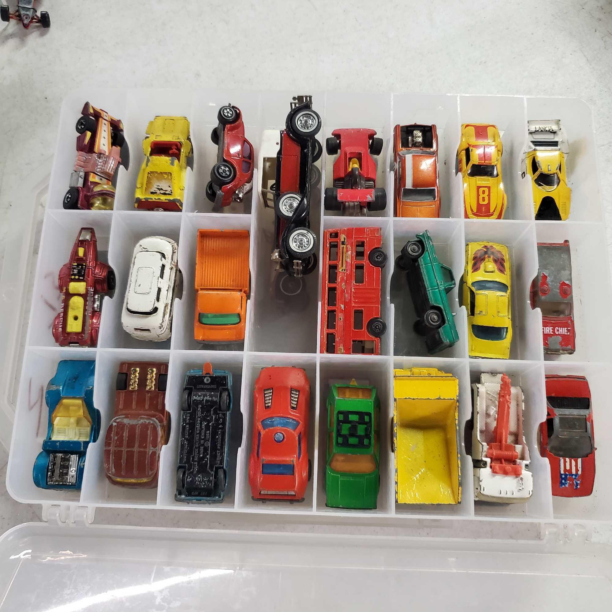 10 Double Sided 48 Car Plastic Storage Bins FULL Of Die Cast Cars