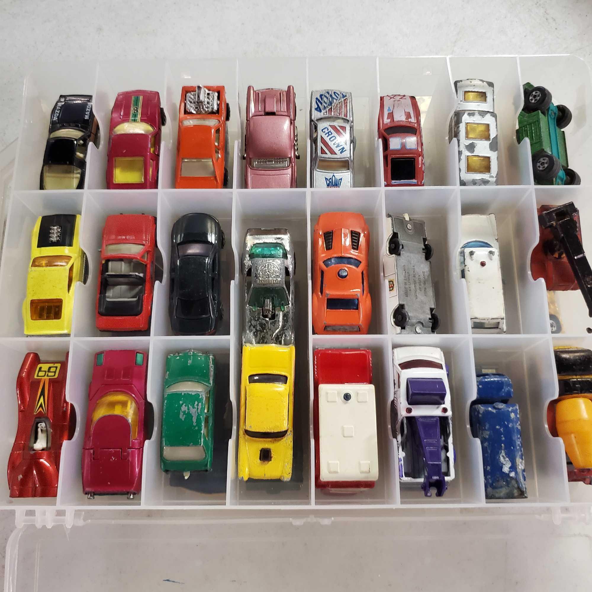 10 Double Sided 48 Car Plastic Storage Bins FULL Of Die Cast Cars