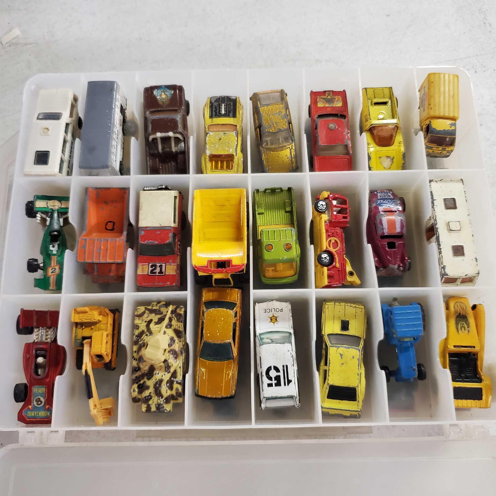 10 Double Sided 48 Car Plastic Storage Bins FULL Of Die Cast Cars