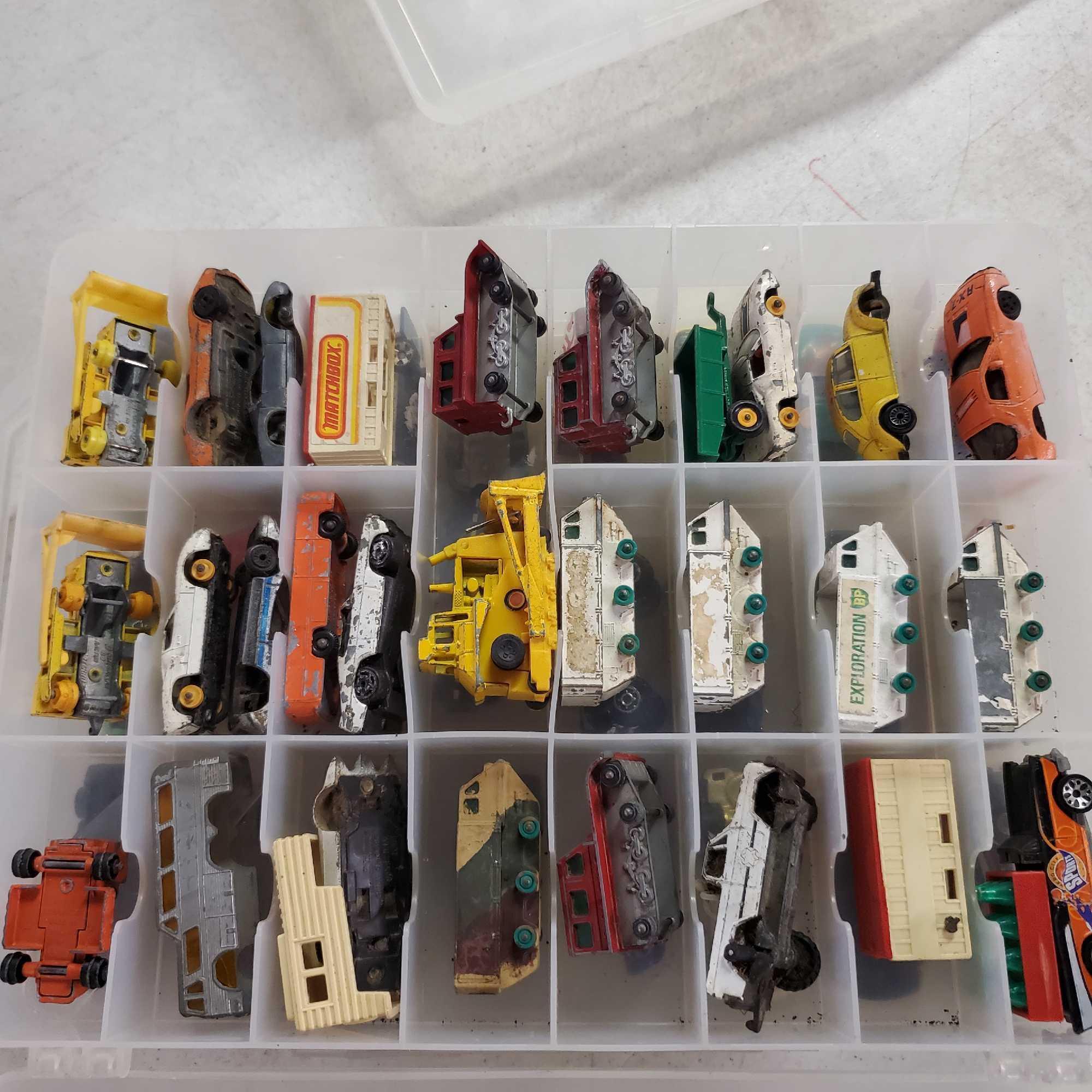 10 Double Sided 48 Car Plastic Storage Bins FULL Of Die Cast Cars