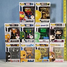 10 Funko Pop Marvel and DC Comic Book Character Vinyl Figures MIB