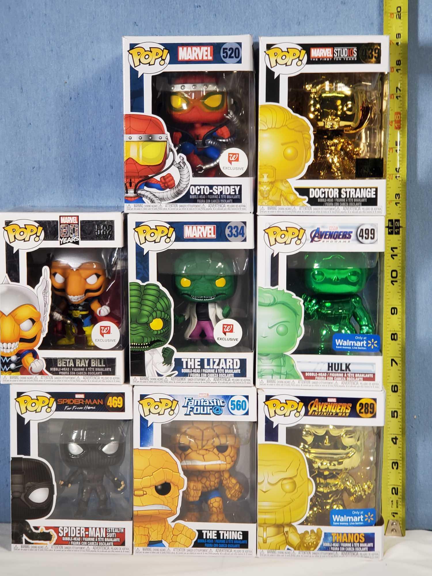 10 Funko Pop Marvel and DC Comic Book Character Vinyl Figures MIB