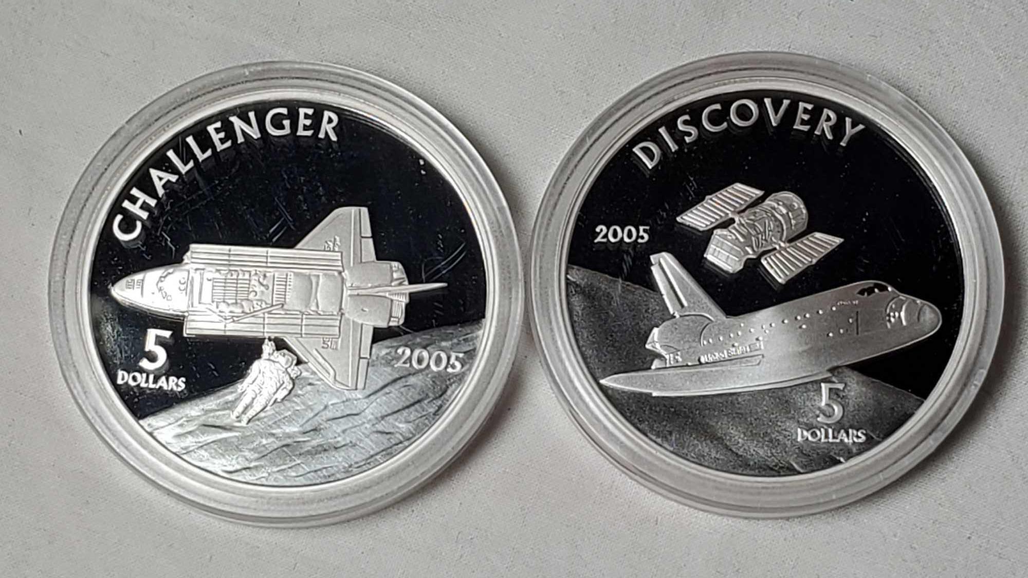 4 1 Oz .999 Fine Silver Bullion Space Shuttle Coins in Case with NASA Badge Medal