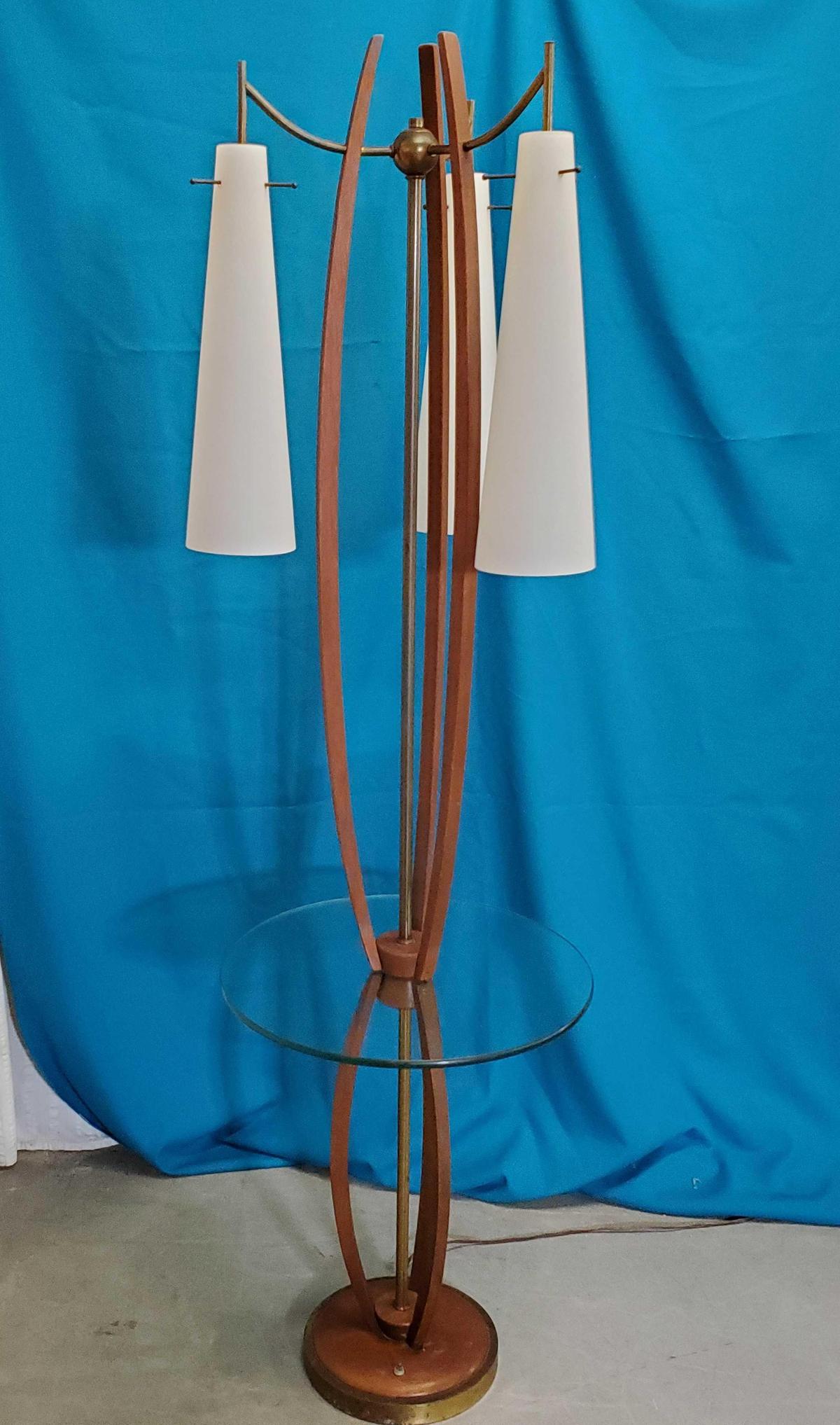 Italian 3-Light Mid Century Floor Lamp Table