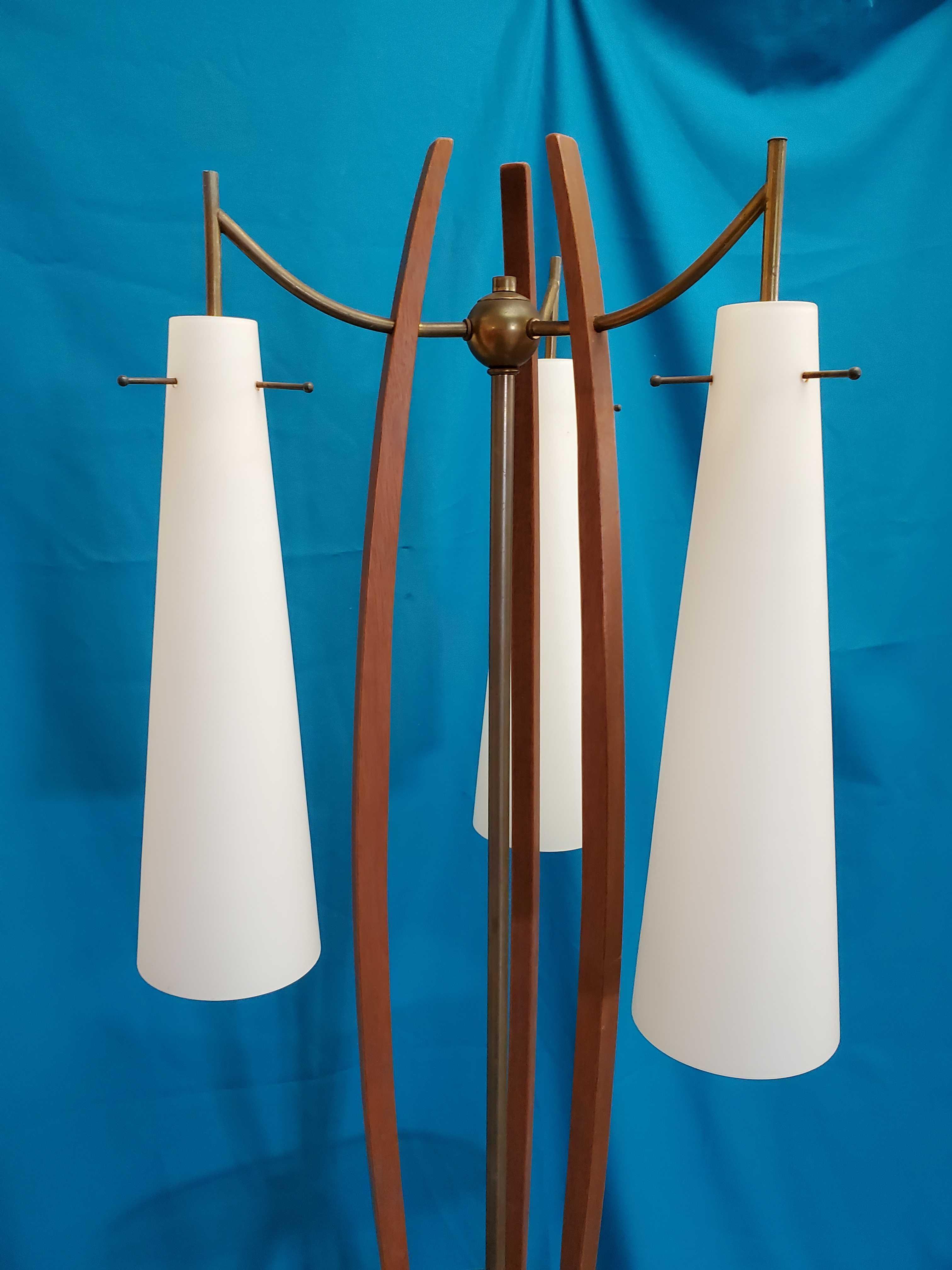 Italian 3-Light Mid Century Floor Lamp Table