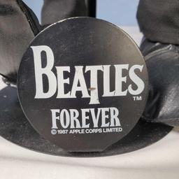 1987 Apple Beatles Forever Doll Figures by Applause with Stands, Insruments and Tags and Poster Set