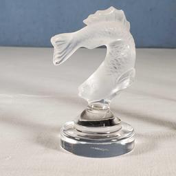 Lalique Jumping Trout and Dove Paperweight Sculptures