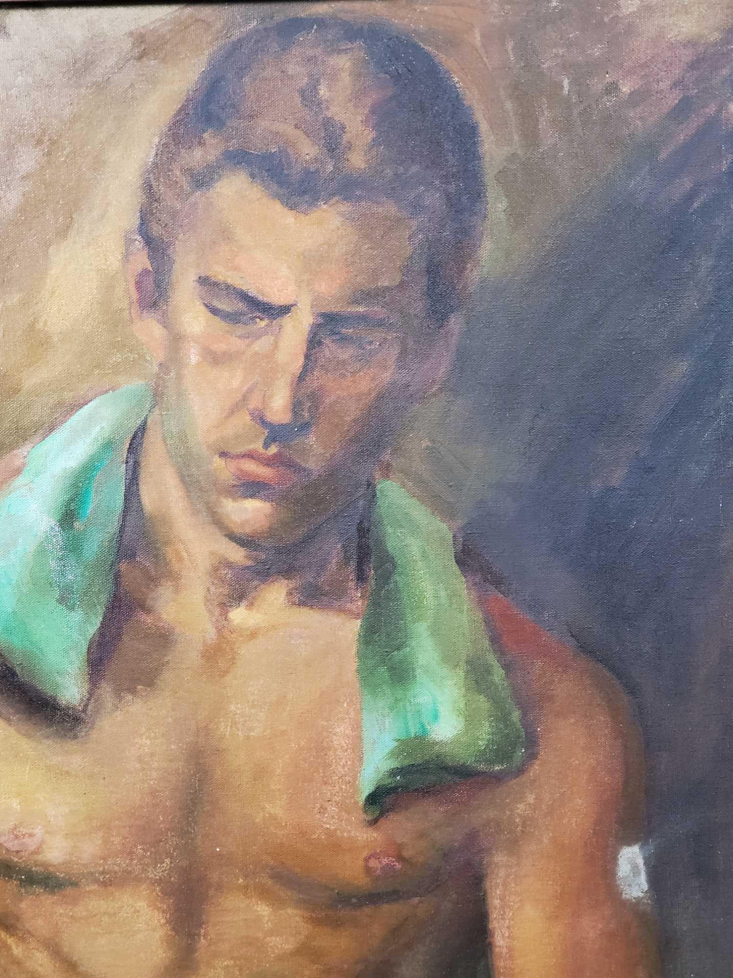 1948 Oil on Canvas of Boxer signed Browne