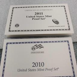 Lot Of 4 United States Premier Proof & Presidential Proof Sets In Cases And Boxes.