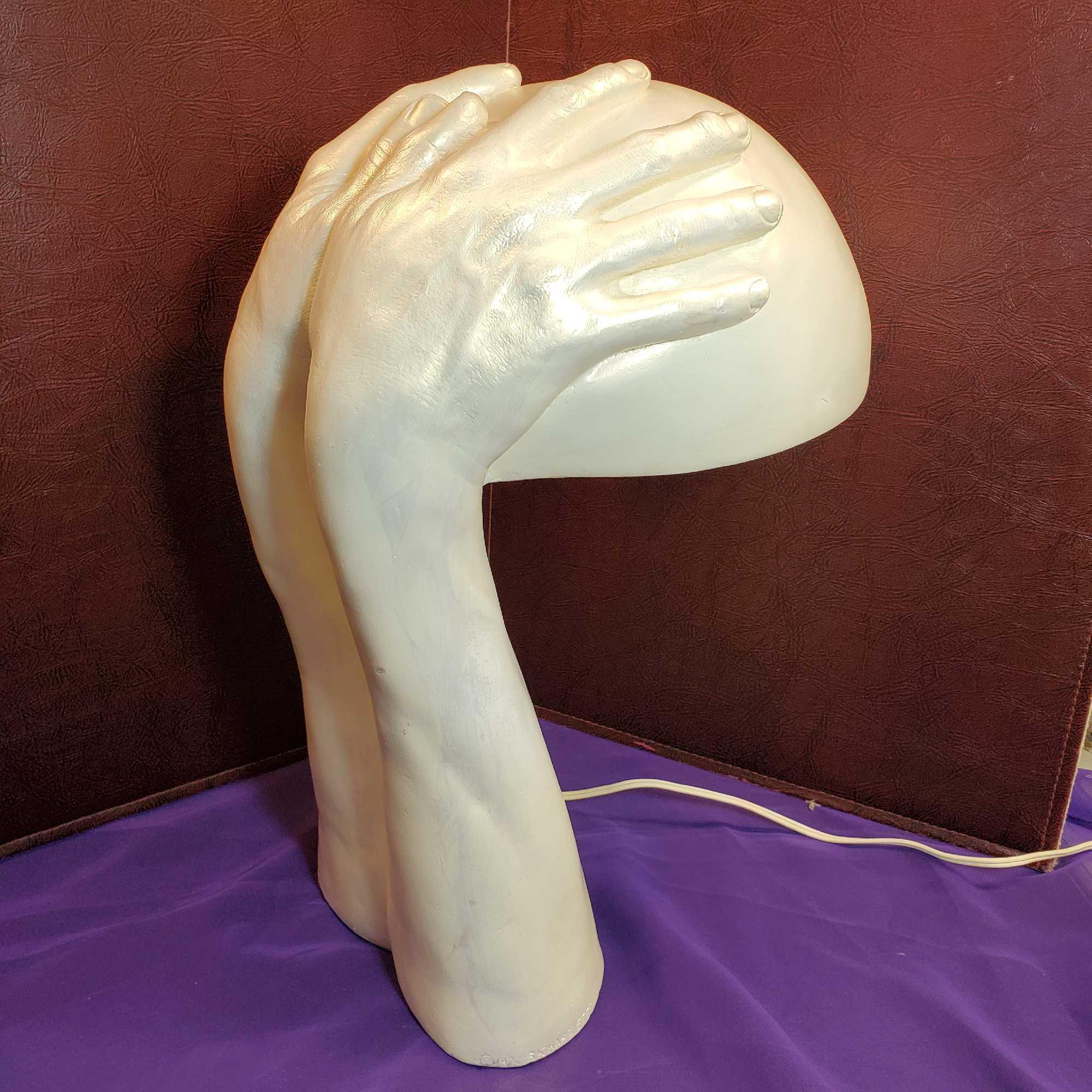 Richard Etts (American b. 1945) Modern Cast Plaster "Hands Desk Lamp" 1972