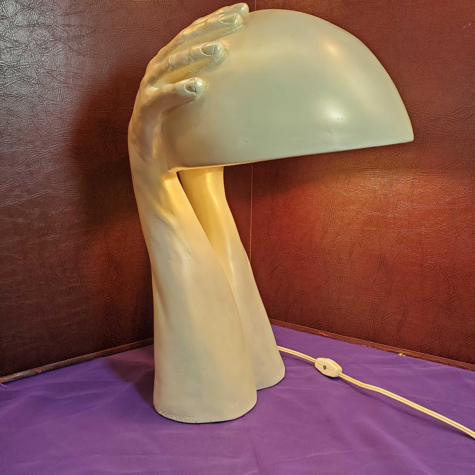 Richard Etts (American b. 1945) Modern Cast Plaster "Hands Desk Lamp" 1972