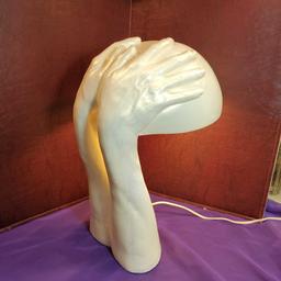 Richard Etts (American b. 1945) Modern Cast Plaster "Hands Desk Lamp" 1972