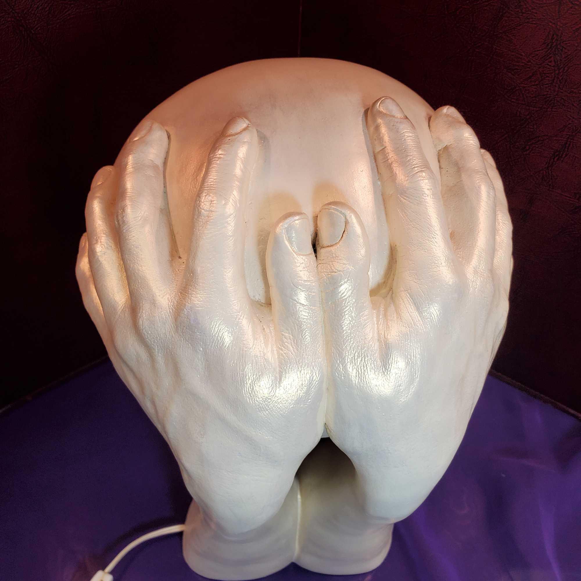 Richard Etts (American b. 1945) Modern Cast Plaster "Hands Desk Lamp" 1972