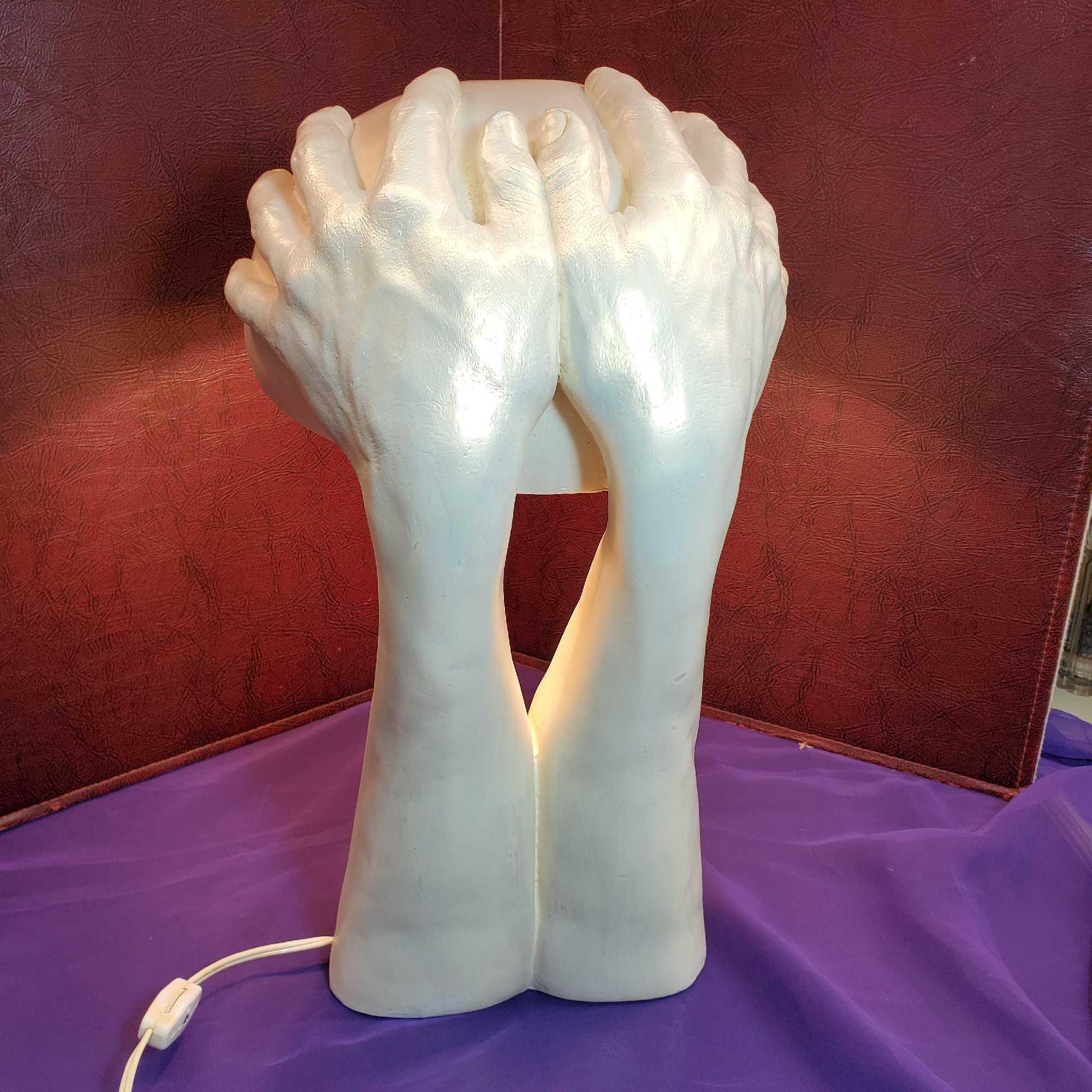 Richard Etts (American b. 1945) Modern Cast Plaster "Hands Desk Lamp" 1972