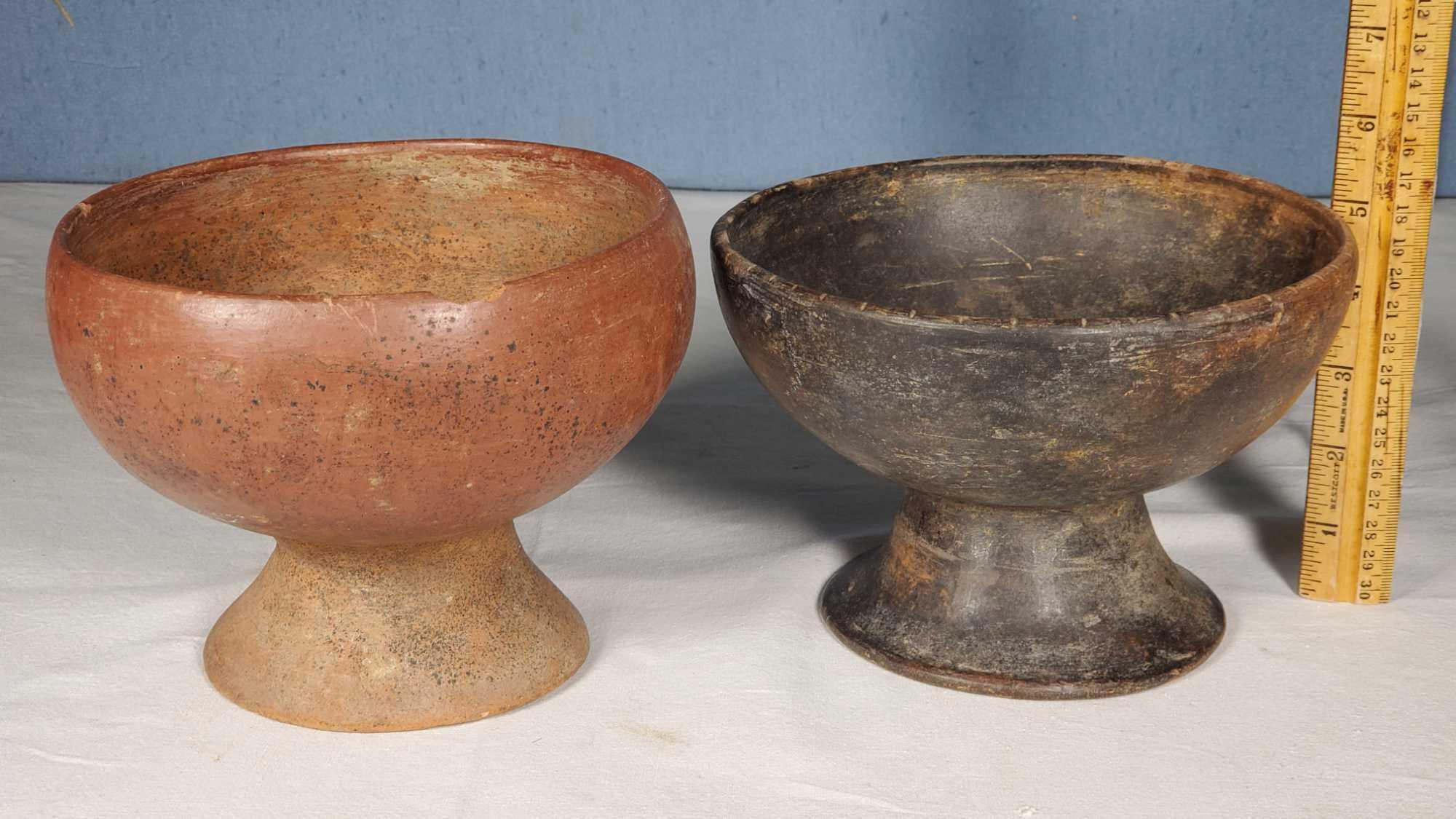 2 Pre-Columbian Footed Bowls